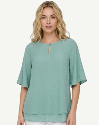 Corfu - S2666598 Crepe Georgette Short Sleeve Top Seafoam