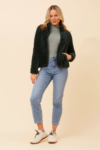 Caroline Morgan - J508971 High Neck Jacket Ls W Zip Forest Green